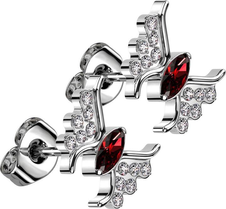 Produktbild Star Piercing Threadless Ohrstecker silber Schmetterling silber Kristall rot (ohne Messing, Titan G23)