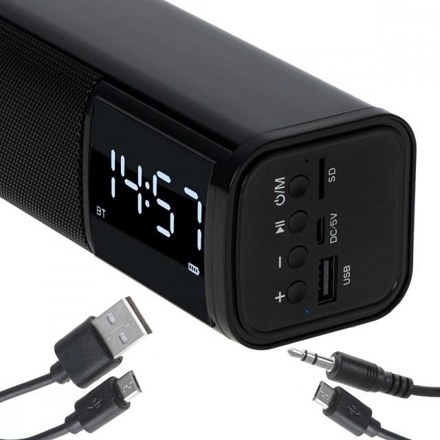 Image du produit Adler AD 1191 Haut-parleur d'horloge, noir (15 h, Fonctionnement sur batterie, Alimentation via port USB)
