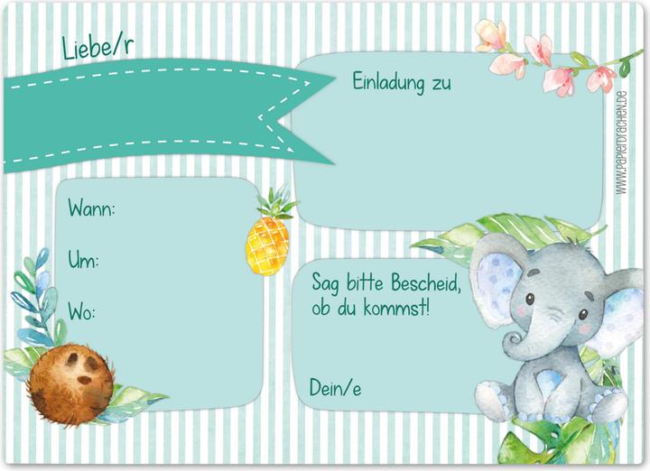 Produktbild Papierdrachen 12 Einladungskarten zum Geburtstag – Afrika Tiere (12 Stk.)