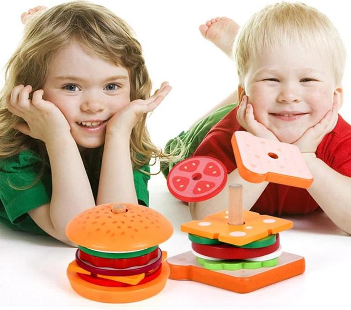 Produktbild Activity Board DIY Pretend Spielen Spielzeug Simulation Hamburger Sandwich Form Farbe Paarung Puzzle Lebensmittel