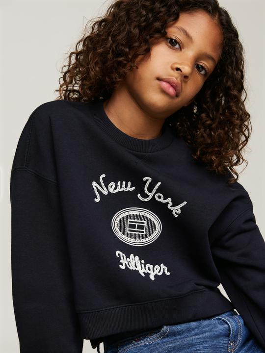 Produktbild Tommy Hilfiger Kids NY Geborduurde Sweater - Girls - Blauw - 8 jaar (8)