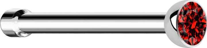 Produktbild Star Piercing Nasenstecker gerade silber mit Kristall rot (Chirurgenstahl 316L, ohne Messing)