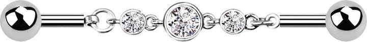 Produktbild Star Piercing Barbell silber Kette mit drei Kristallen silber (Chirurgenstahl 316L, Messing)