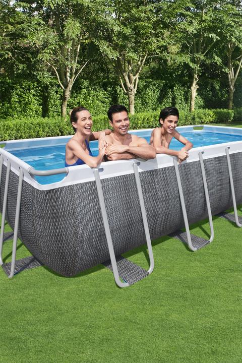 Produktbild Bestway Zwembad - Power Steel Rechthoek - 488 x 224 x 122 cm - Rotan - met Filterpomp 5.7 m3 (488 x 244 x 122 cm)