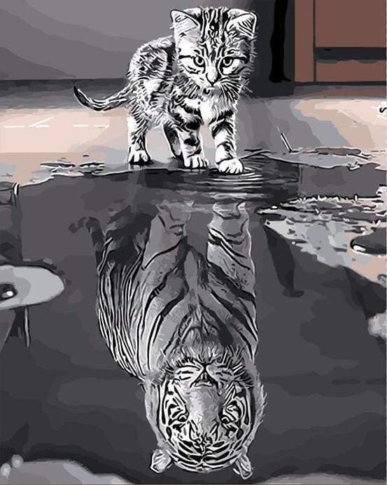 Produktbild Figured'Art Malen nach Zahlen - Katze und weisser Tiger ohne Keilrahmen