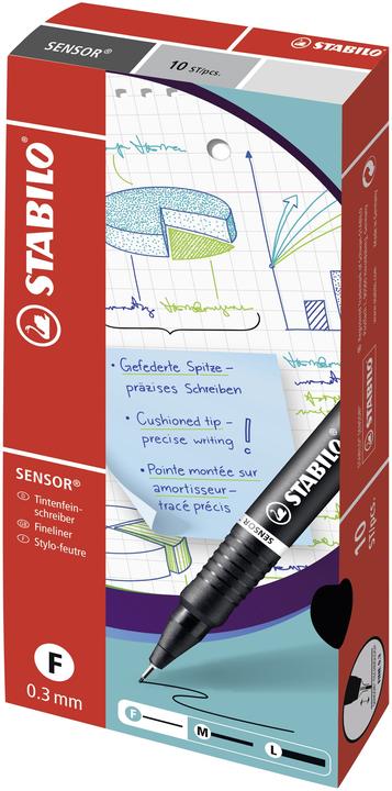 Image du produit STABILO SENSOR F Finliner avec taille-crayon à ressort (Rouge, 10 x)