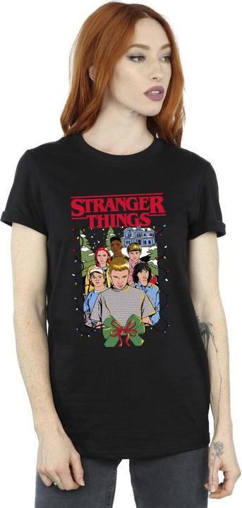 Actual product image Netflix Womens/Ladies Stranger Things Christmas Poster Cotton Boyfriend T-Shirt (S)