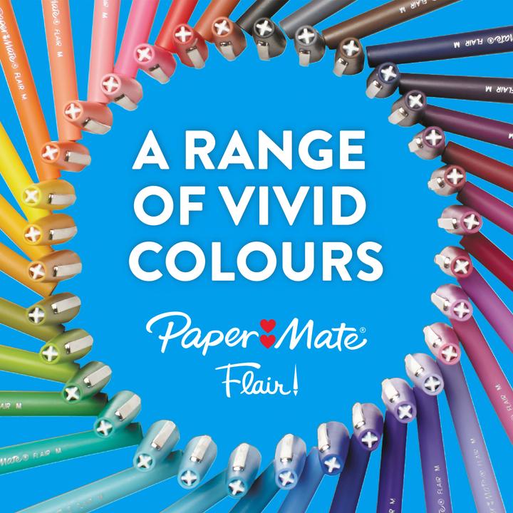 Actual product image Paper Mate Flair Candy Pop (Lilacs, Salted Caramel, grape, Orange, Raspberry, Marigold, Blueberry Bubblegum, Light green, Brown, 16 x)