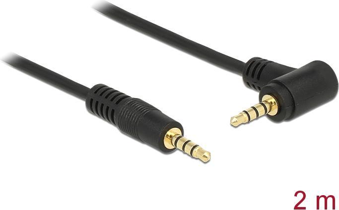 Produktbild Delock Kabel Klinke 4 Pin 3,5 mm Stecker > Stecker gewinkelt (2 m, 3.5mm Klinke (AUX))
