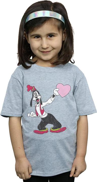 Actual product image Disney Girls Goofy Love Heart Cotton T-Shirt (140, 146)