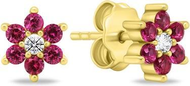Produktbild Brilio Silver - Charming gold-plated earrings with fuchsia zircons EA846YR