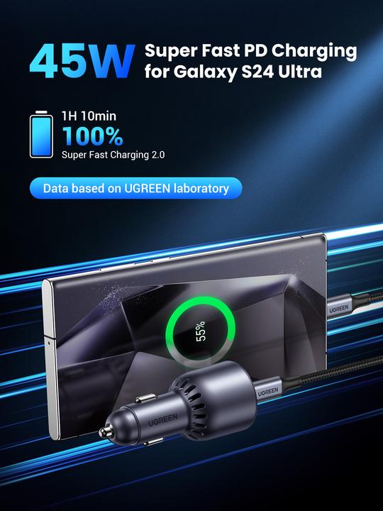 Produktbild Ugreen 63w 2-Port Fast Car Charger