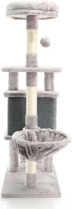Image du produit Fudajo Arbre à chat clair Hauteur 112 cm Griffoir Escalade Abri Niche Animal domestique Jeux (112 cm, Gris clair)