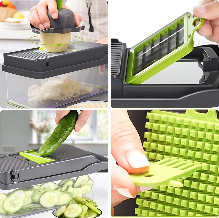 Image du produit Kitchen Coupe-légumes multifonctions 16 pièces Avec lames tranchantes et amovibles
