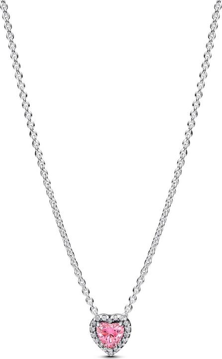 Pandora Rosa erhöhte Herzkette (45, 925 Silber)