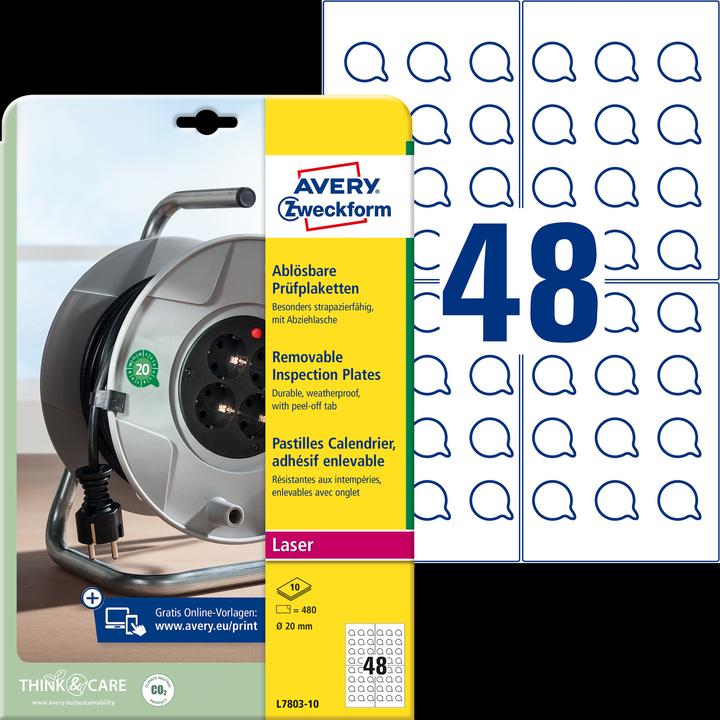 Actual product image Avery L7803-10 self-adhesive label circle Permanent (e)