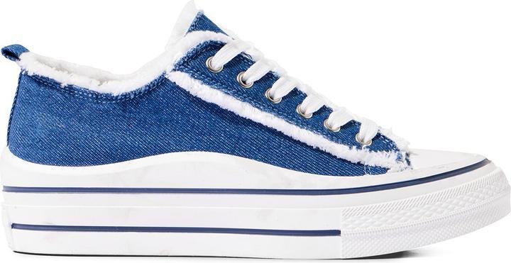 Joe Browns Frayed Denim Chunky Platform Low-Top Trainers (41)