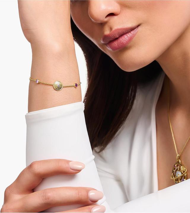 Actual product image Thomas Sabo Bracelet with symbolic sun, coloured stones and hearts gold plated (19 cm, 925 silver)