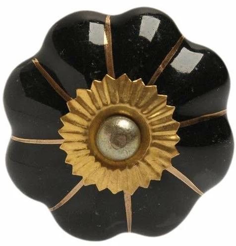 Produktbild Tranquillo Möbelgriff handgemacht, Ø 4 cm, Schwarz/Gold