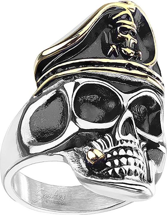 Produktbild Star Piercing Ring silber Piratenschädel Rauchend (69, 950 Platin)