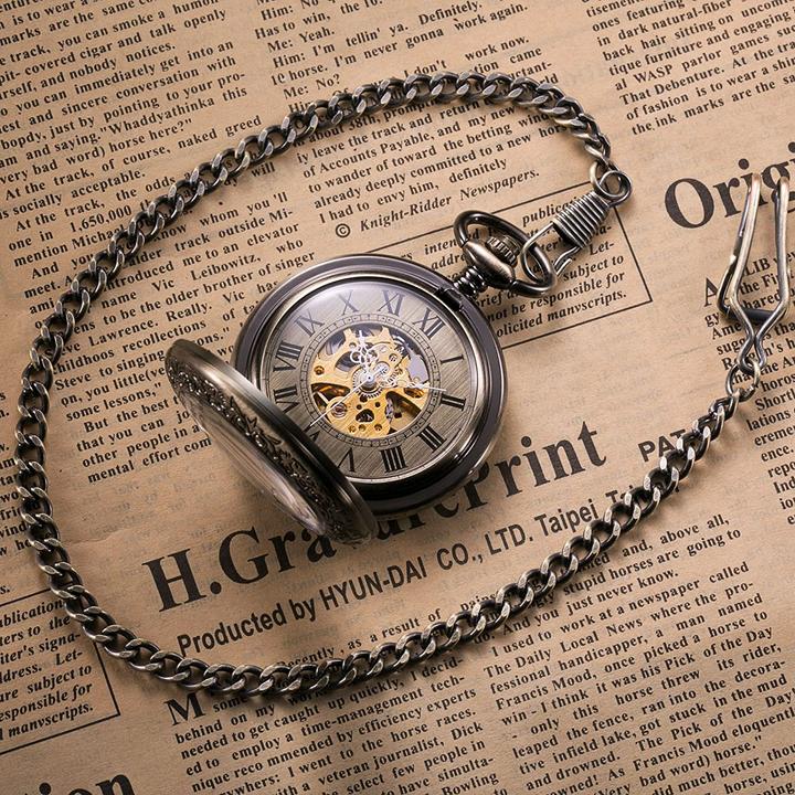 Image du produit Treeweto Montre de poche unisexe avec chaîne (Montre à gousset, 45 mm)