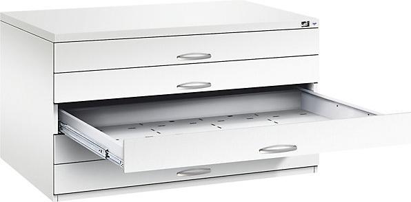 Produktbild C+P Zeichnungsschrank, DIN A0, 5 Schubladen, Höhe 760 mm, verkehrsweiss