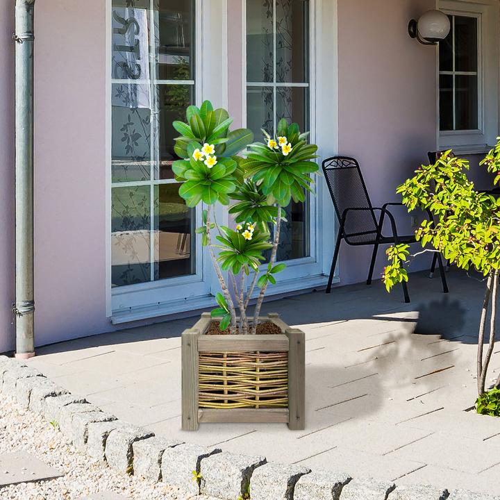 Produktbild Natura Punto Blumenkasten Rattan und Holz mit Standfüssen (40 cm)