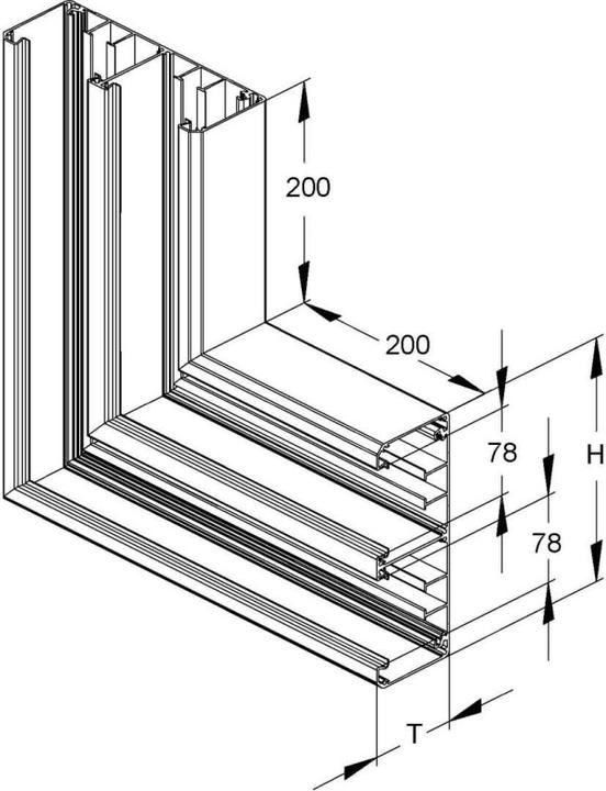 Actual product image Niedax NIE DAV 220-78 N GK-vertical corner 90Â°, double-bridged symme- tric, 220x80mm alu, na (8 cm)