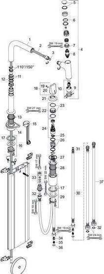 Immagine prodotto hansgrohe HG 2-L miscelatore monocomando per lavello METRIS con sBox, doccetta estraibile nero opaco