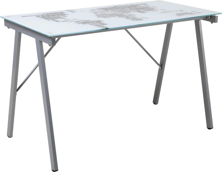 Möbilia Schreibtisch Weltkarte glas weiss (113 x 73 x 58 cm)