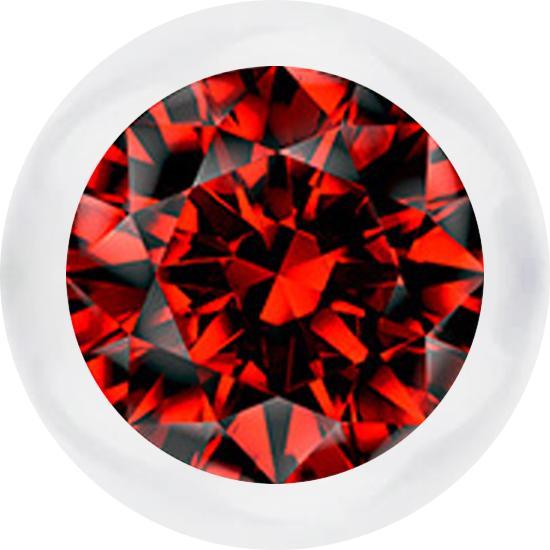 Star Piercing Micro Kugel transparent mit Kristall rot (ohne Messing, Bioflex)
