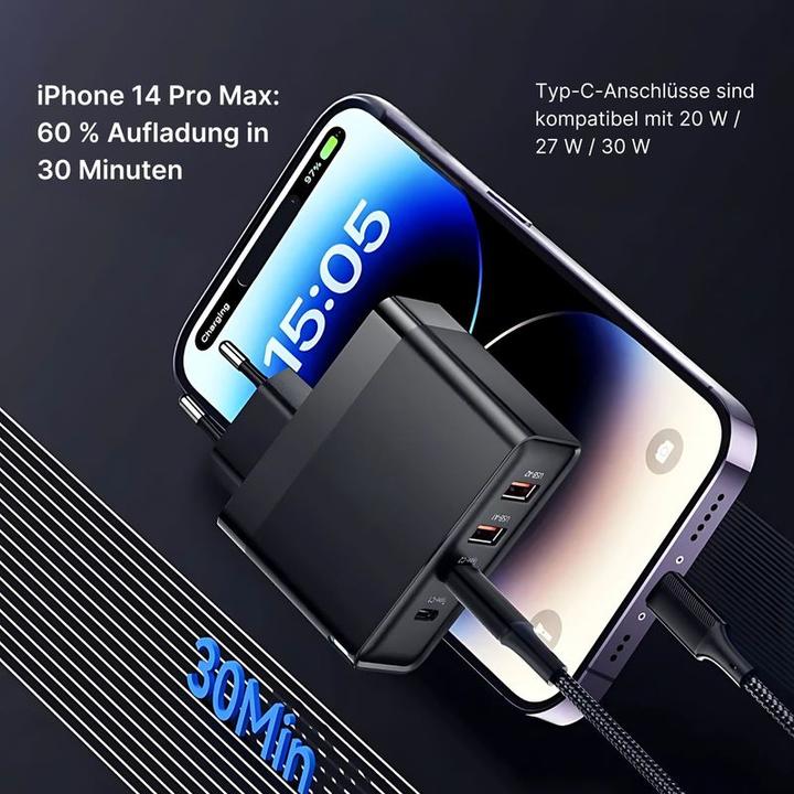 Immagine prodotto Hermex Caricabatterie 100W veloce USB-A USB-C alimentatore a 4 porte (100 W)