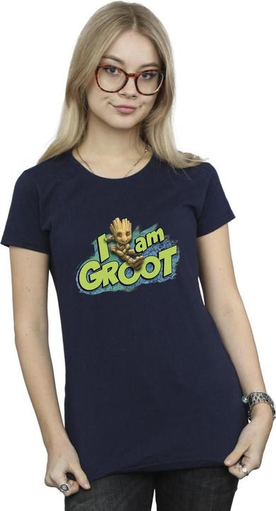 Actual product image Womens/Ladies Guardians Of The Galaxy I Am Groot Jumping Cotton T-Shirt (M)