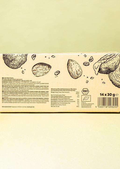 Immagine prodotto KoRo Palla snack biologica a base di datteri con ripieno di fiocchi d'avena, sale e pasta di mandorle (1 pz., 420 g)
