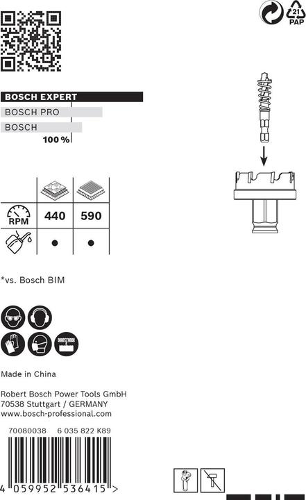 Actual product image Bosch Professional Zubehör Expert Sheet Metal hole saw, 27 x 40 mm (27 millimetres)