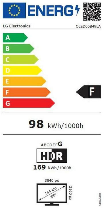 Energie-Label LG OLED65B49LA (65", B4, OLED, 4K, 2024)