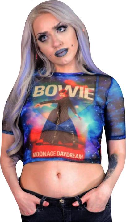 Actual product image David Bowie Womens/Ladies Moonage Daydream Mesh Crop Top (XL)