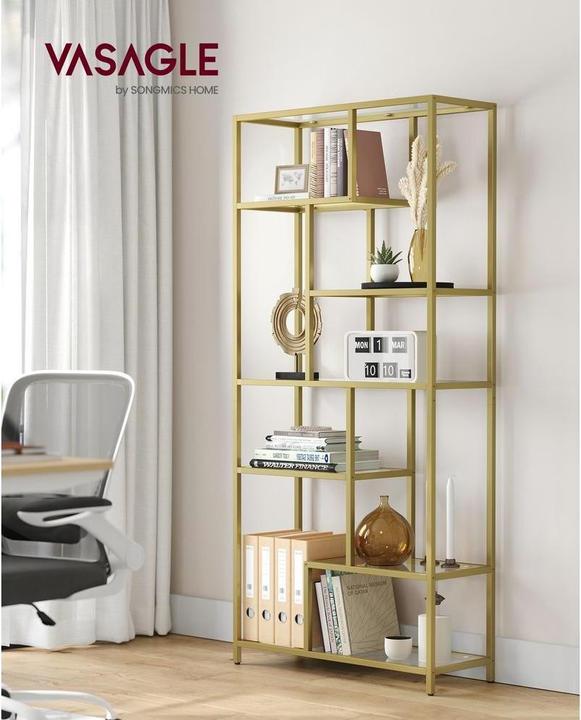Actual product image Vasagle Regal 6 Ablagen 80 x 180.3 cm, Gold