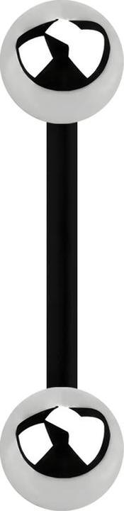 Star Piercing Micro Banane schwarz mit zwei Kugeln silber (Bioflex, ohne Messing, Chirurgenstahl 316L)