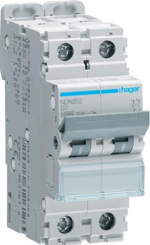 Produktbild Hager HAG NDN202 LS-Schalter 2P 10kA D- 2A 2M