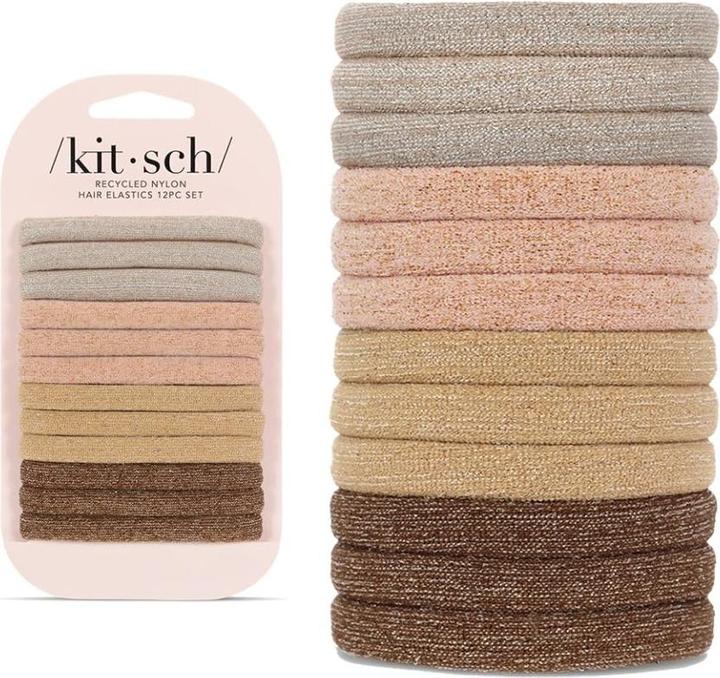 Actual product image Kitsch Medium nylon elastic bands with glitter effect set of 12 (Hair tie)