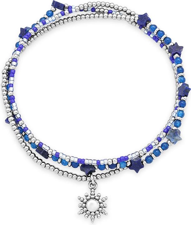 Leyda Armband Edelstein mit Edelstahl fein (50 cm, Stein, Edelstahl, Miyuki Perlen)