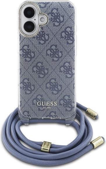 Guess GUHCP16SHC4SEB iPhone 16 6.1" niebieski/blu custodia rigida Crossbody Cord 4G Print