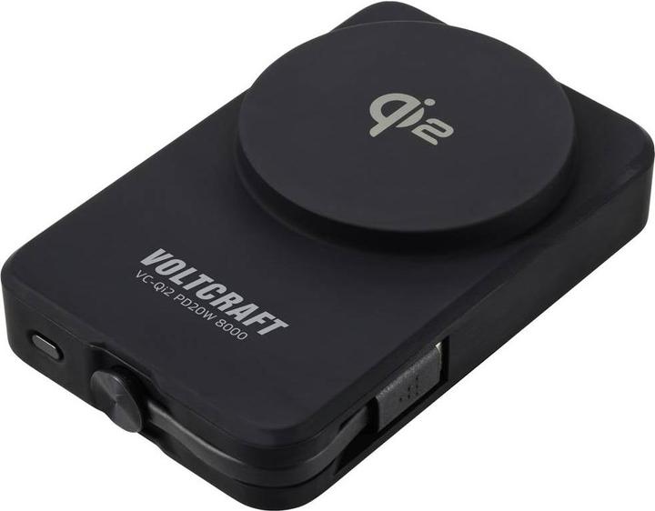 Actual product image Voltcraft VC-Qi2 PD20W 8000 Powerbank 8000 mAh Fast Charge LiPo Black Statusa (8000 mAh)