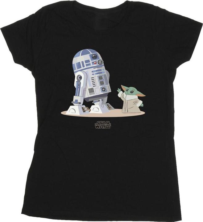 Actual product image Star Wars Womens/Ladies The Mandalorian R2D2 And Grogu Cotton T-Shirt (M)
