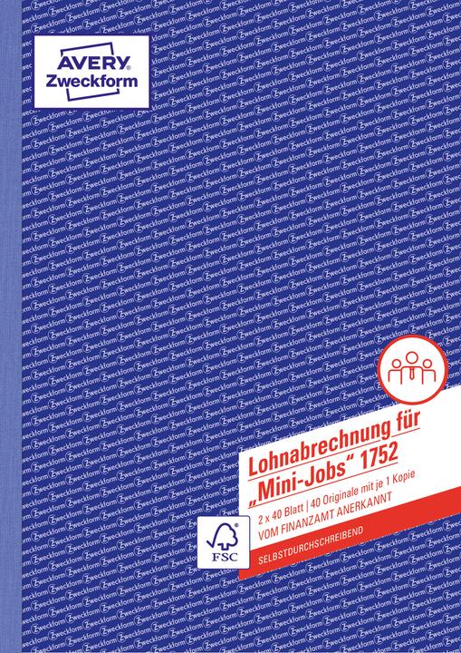 Produktbild Avery Lohnabrechnung A4 Minijob weiss/gelb (40 x)
