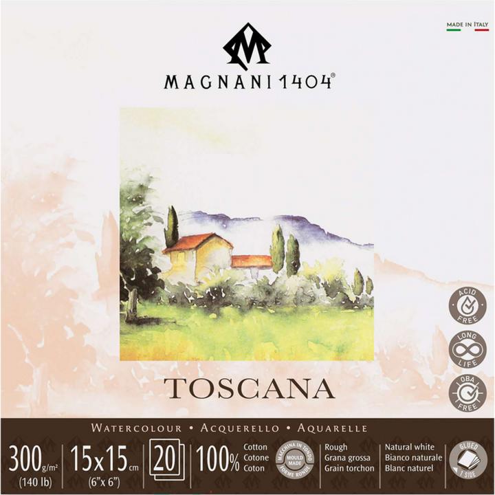 Immagine prodotto Fabriano Magnani1404 Toscana 15x15cm carta per acquerello a grana grossa bianco naturale (20 x)