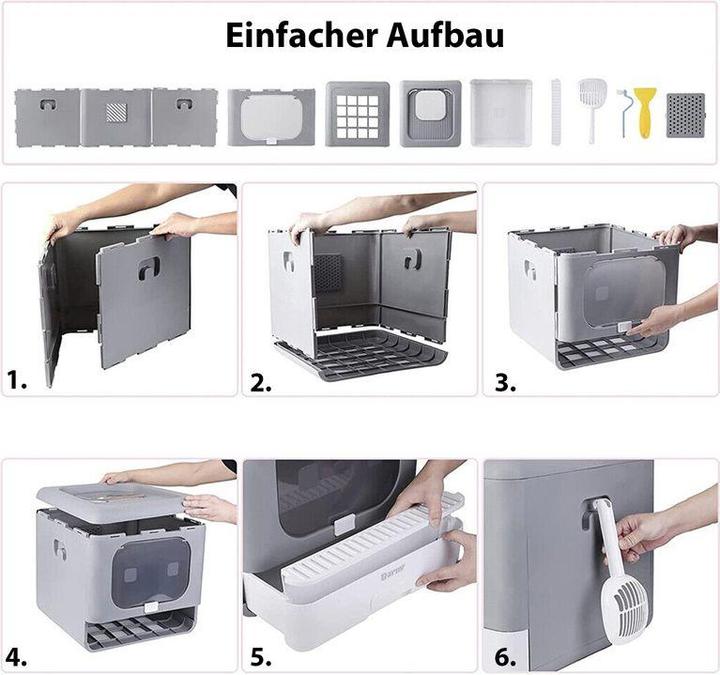 Image du produit Hermex Bac à litière XXL Bac à litière à capot avec couvercle et tamis (Bac à litière fermé)