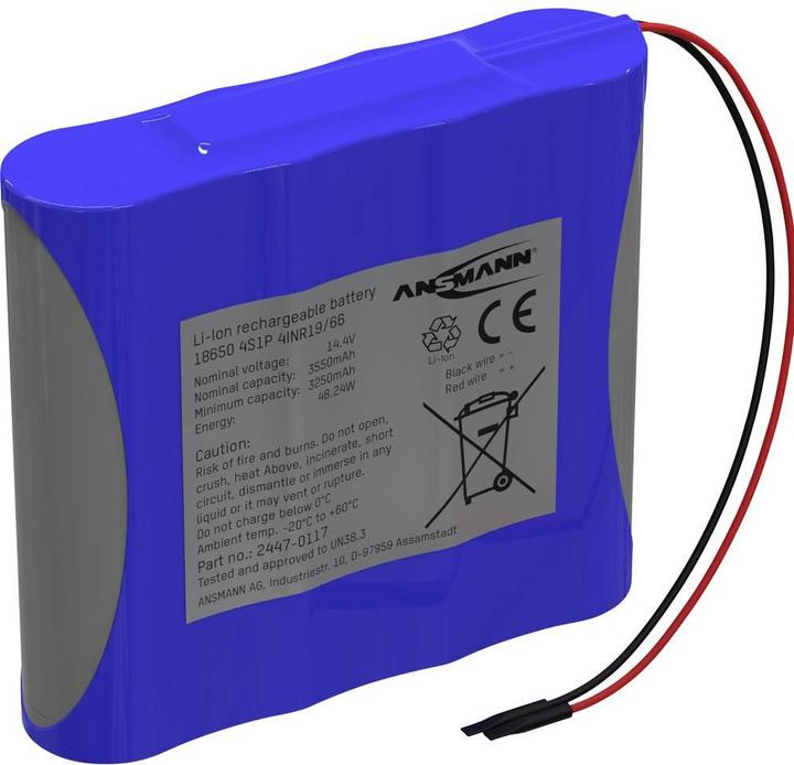 Produktbild Ansmann 4S1P Akkupack 4x 18650 Kabel Li-Ion 14.4 V 3350 mAh (14.40 V, 3350 mAh)