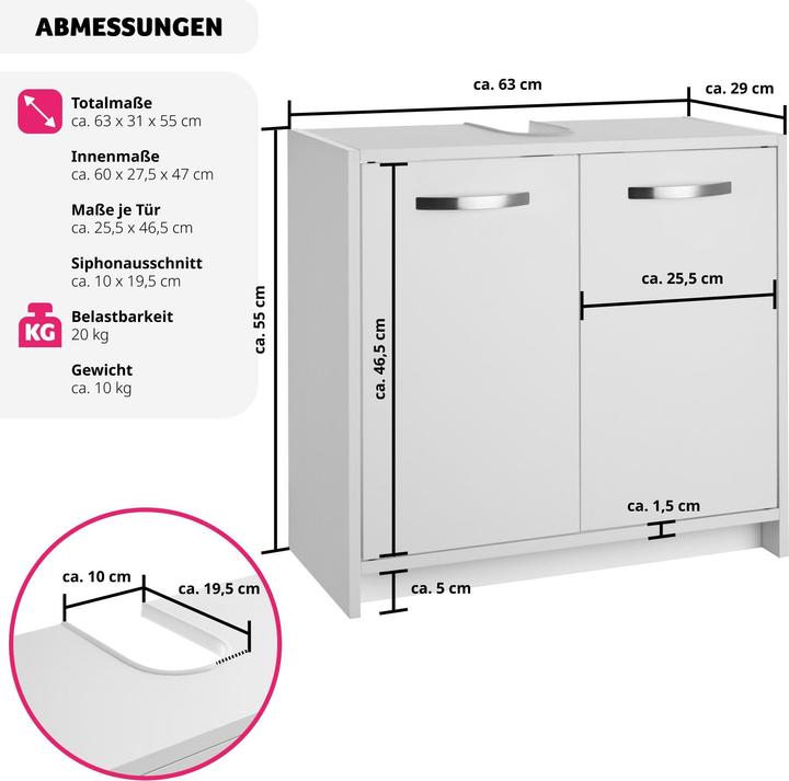 Actual product image tectake Katalina (63 x 31 x 55 cm)